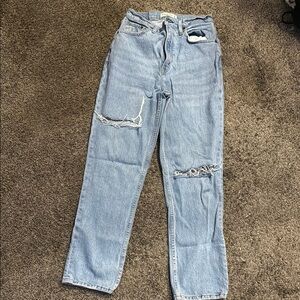 A&F Light Blue Distressed Jeans